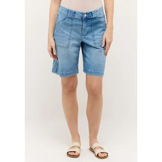 Jeansshorts ANGELS "LIA URBAN", Damen, Gr. 44, N-Gr, heaven blau random used, Denim/Jeans, Obermaterial: 89% Baumwolle, 8% Polyester, 3% Elasthan, unifarben, loose fit knielang, Jeans Jeansshorts, im Five-Pocket Style