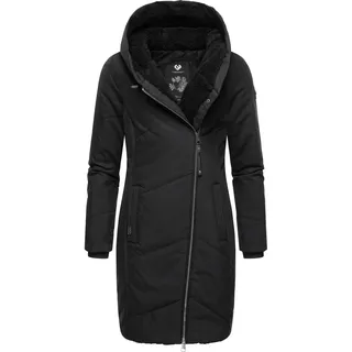 Ragwear Wintermantel »Wintermantel Gordon Long«, gesteppter Winterparka mit asymmetrischem Kragen, schwarz