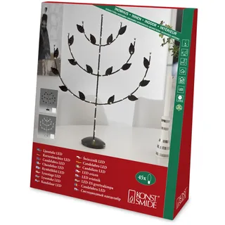 Konstsmide 3561-900TR Micro LED Metallleuchter, silber lackiert/für Innen (IP20) / VDE geprüft / 3V Innentrafo /45 warm weiße Dioden/schwarzes Kabel