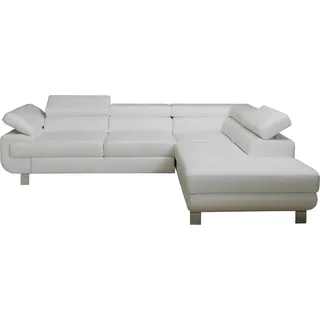 Ecksofa Sofa Couch Wohnlandschaft Garnitur Polster Ecke Schlafsofa Bettfunktion - Weiß