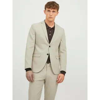 Sakko JACK & JONES "JPRFRANCO Blazer mit 2-Knopf-Form und extra schmalem Schnitt", Herren, Gr. 56, beige (pure cashmere fit:super slim fit), Web, Obermaterial: 78% Polyester, 17% Viskose, 5% Elasthan, unifarben, slim fit, 1-Knopf-Manschette, Sakkos Sakko, unifarben, modisch, slim fit, Kunstfaser