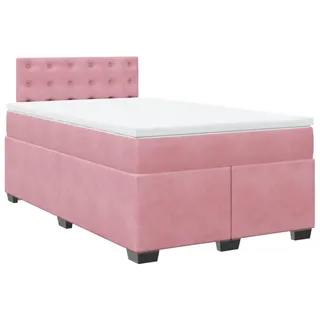 vidaXL Boxspringbett mit Matratze Rosa 120x190 cm Samt - Rosa