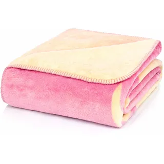 Glart J2H Kuscheldecke Rentier Design Altrosa – Wohndecke aus Baumwolle Polyacryl Mix für Sofa und Bett