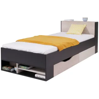 Mirjan24 Jugendbett Planet 90 x 200 cm Holzwerkstoff Eichefarben Schwarz
