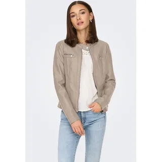 Lederimitatjacke ONLY "ONLBANDIT – Bikerjacke mit figurbetonter Form und Reißverschlüssen", Damen, Gr. 34, string, Web, Obermaterial: 100% Viskose, unifarben, figurumspielend taillenbedeckt, angesetztes Bündchen, Jacken Lederimitatjacke, Lederimitat, Topseller