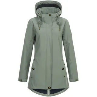 Ankerglut Damen Softshellmantel Kurzmantel Mit Kapuze Gefüttert Übergangsjacke #Ankerglutbrise Softshelljacke, Slate Gray, 46 EU