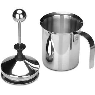 COVVY 400ML Manuelle Milchaufschäumer Edelstahl Milchaufschäumer Doppel mesh Schaumbecher Schaumstoff Sahnekännchen für Cappuccino Latte Macchiato
