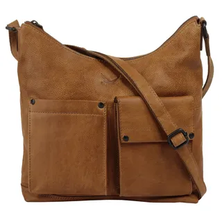 Umhängetasche SANSIBAR, Damen, Gr. B/H/T: 29cm x 25cm x 10cm onesize, braun (cognac), Leder, leicht glänzend, unifarben, Taschen Umhängetasche, echt Leder