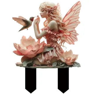 iSpchen Bohemian Feen Blumentopf Figuren, Fairy Garden Miniatur Feen Figuren Elfen Bodenstecker Dekor Schild Miniaturfeen Gartenfiguren Fee Figur Miniatur Elfen Deko für Garten Hof Rasen Dekor Topf
