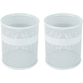 EasyPAG 2 Stück Metall Schreibtisch Organizer Stiftehalter Stiftköcher Makeup Pinsel Halter Utensilienschalen Büro Organisation Zubehör Ablage,Weiß