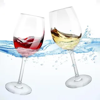 alouweekuky 2er Set 360ml Schwimmende Weingläser für Pool Tritan Weingläser Plastik Bruchsicher Sektgläser Schwimmender Swimming Pool Kunststoff Weinglas Picknick Wine Glass