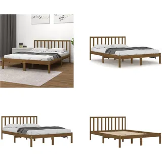 vidaXL Massivholzbett Honigbraun Kiefer 200x200 cm - Bettrahmen - Bettgestell - Bett - Holzbett - Braun