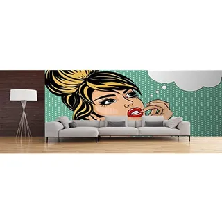 Wandtattoo, Vinyl, Motiv: Comic Denkmädchen | Wandbilder | Wandtattoo | Deko Vinyl | verschiedene Maße 100 x 70 cm | Dekoration für Esszimmer, Wohnzimmer, Schlafzimmer ...