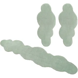 my home Bettumrandung »Microfaser Teppich Magong, besonders weich, sehr feiner Flor« Höhe 25 mm 3 tlg. Wolkenform, uni Bettvorleger, Läufer-Set, Schlafzimmer, Kinderzimmer, grün
