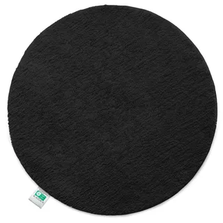 Floordirekt Badematte Sky - Badezimmerteppich - Weicher, dichter Hochflor - Rutschhemmend & Schnell trocknend - Geeignet für Fußbodenheizung - Eckig & Rund (Rund - Ø 95 cm, Schwarz)