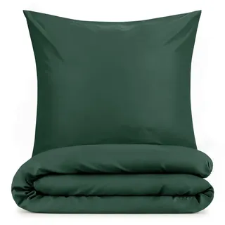 Blumtal Bettwäsche 155x200cm + 2x Kissenbezug 80x80cm - Mikrofaser Bed Sheets 155x200cm - 3-er Set Bettwäsche Dunkelgrün - dunkelgrün