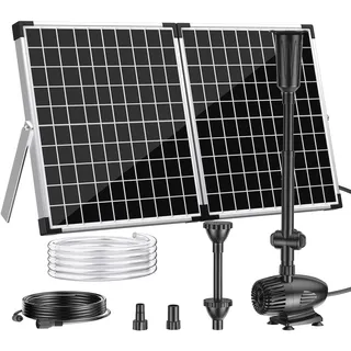 Biling 50W 2100l/h Solar Springbrunnen für Außen Teiche bis 4000L, 4 Düsen
