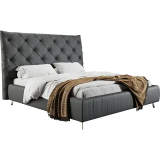 PLACES OF STYLE Polsterbett »Elloree, in 4 Breiten, hinten mit Originalstoff bezogen, auch in Leder« Kopfteilhöhe 143cm, belastbar bis 280 kg, auch in Überlänge 220cm, schwarz