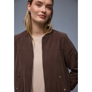 Blouson STREET ONE, Damen, Gr. 34, mahogany braun, Web, Obermaterial: 87% Viskose, 13% Polyester. Futter: 100% Polyester, unifarben, normal hüftbedeckend, Rundhals, Bündchen, Jacken Blouson, mit elastischem Saum