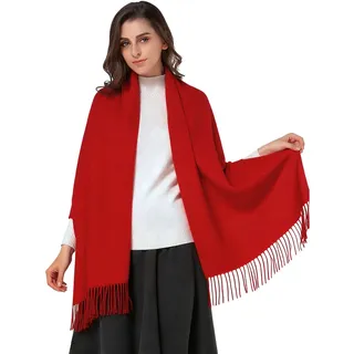 HUVZOR 1 Stück Schal Kaschmir Stolen Damen Schultertuch für Frauen Hochzeit Kaschmirschal Herren Umschlagtuch Winter(Rot)