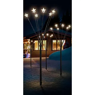 Mojawo 4er Set LED-Gartenleuchtstäbe mit 24 Sternen Batteriebetrieben