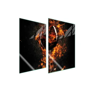Herdabdeckplatten 2 teilig 35x52 Glaskeramikkochfeld Abdeckung Glas Schneidebrett Wein Feuer