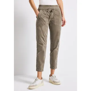STREET ONE Cordhose STREET ONE, Damen, Gr. 44, Länge 28, braun (bark braun), Web, 98% Baumwolle, 2% Elasthan, unifarben, loose fit knöchelfrei, Hosen Cordhose, Middle Waist, Topseller