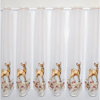 Stickereien Plauen Scheibengardine »Rehkitz im Herbst« Stangendurchzug 1 Stk. tlg., bunt