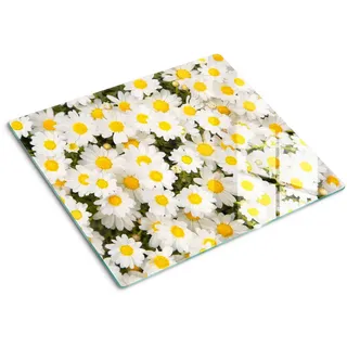 Tulup Glasplatte 60x52 cm Gänseblümchen , Gelb , Glas , 60x0.4x52 cm , Küchen, Küchenelektrogeräte, Herde, Herdabdeckplatten