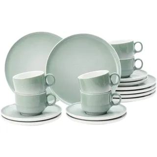 Geschirr-Set SELTMANN WEIDEN "Kaffeeservice Sento Home 18er Set", grün (aura mint), 18 tlg., Porzellan, Geschirr-Sets, Geschirr-Set