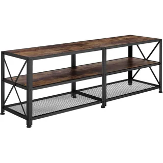 Tectake tectake® TV-Regal, Industrial Style, 3 offene Etagen, seitliche X-Streben, 141 x 41,5 x 50,5 cm