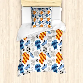 ABAKUHAUS Fußball Mantele, Sportkleidung Schuhe, Milbensicher Allergiker geeignet mit Kissenbezügen, 135 cm x 200 cm - 80 x 80 cm, Mehrfarbig