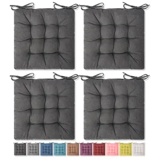 SQUARE MOON 4er-Pack Sitzkissen, Stuhlkissen, Bequeme Stuhlpolster, Stuhlmatte für drinnen, draußen, Esszimmerstuhl, Bürostuhl, Schreibtischstuhl (40,6 x 40,6 cm × 4er-Pack, dunkelgrau)