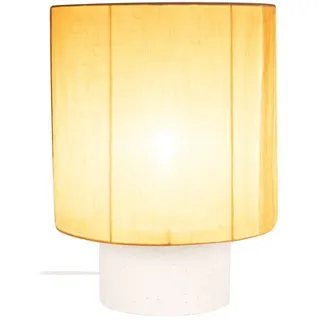 Licht-Erlebnisse Marel Landhaus Tischleuchte Beton Leinen Weiß E14 H:41 cm