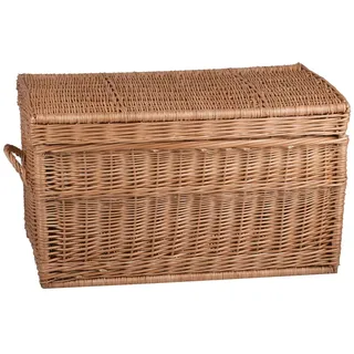 e-wicker24 Weidenkorb zur Aufbewahrung von Gegenständen und als Wäschekorb oder Spielzeugkorb geeignet Wäscheschrank Truhe für Wäsche Wäschepuff aus Weide geflochten (Natur)