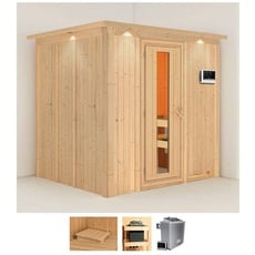 Bild Sauna »Solida«, (Set), 9 KW-Ofen mit externer Steuerung beige