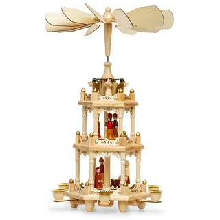 SIKORA P3 Klassische Holz Weihnachtspyramide 3 Etagen