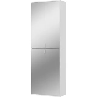 Garderobenschrank "SystemX" weiß Schrank mit Spiegeltüren und variabler Einteilung - Weiß
