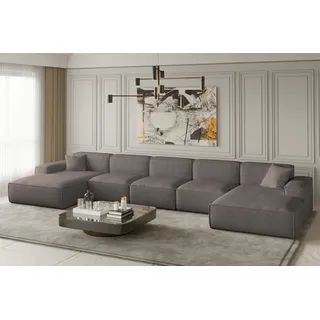 Wohnlandschaft U-Form CELES XL in Stoff Scala Taupe - Beige