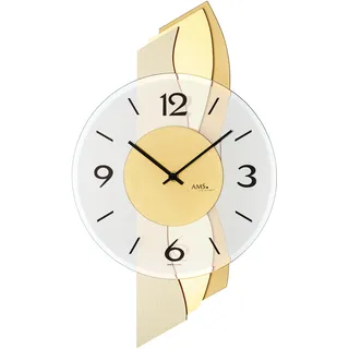 Wanduhr modern 27 x 47 x 6 cm - AMS Modell: 9669 - Gold