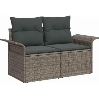 vidaXL Gartensofa mit Kissen Grau 141 x 62 x 69cm Poly-Rattan - Grau