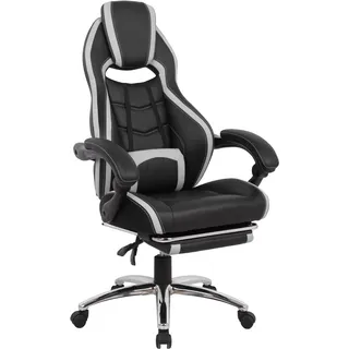 Gaming-Stuhl OTTO HOME "Sprinta 1, Chefsessel mit ausziehbarer Fußstütze", schwarz, weiß, B:71cm H:120cm T:69cm, Stühle, Gaming-Stuhl, komfortabel gepolstert mit vielen ergonomischen Funktionen