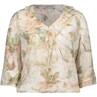 Rüschenbluse CARTOON "Rüschenbluse mit 3/4 Arm", Damen, Gr. 34, bunt (cream, apricot), Obermaterial: 75% Lyocell CLY. 25% Polyamid PA., Blusen Rüschenbluse