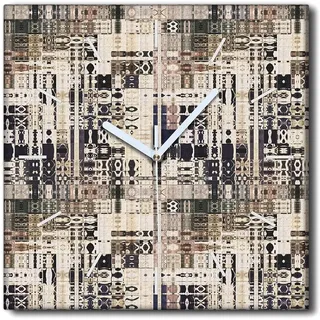 Coloray Uhr auf Leinwand 30x30 cm Wand Uhr Dekoration Wohnzimmer Segeltuch weiße Zeiger -Boho-Architektur. - Braun