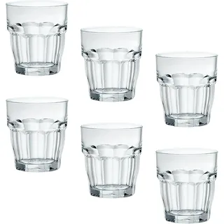 Bormioli Glas Rock Bar Rocks, klar, Fassungsvermögen 270 ml, Glas mit Muster, Trinkglas, für Getränke, 38910