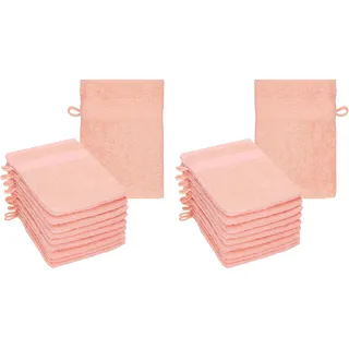 Betz 20 Stück Waschhandschuhe Palermo 100% Baumwolle Waschlappen Set Größe 16x21 cm Farbe Apricot