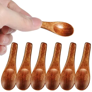 Ymapinc Mini Löffel für Gewürze Gewürzlöffel Mini, 6 Stück Holzlöffel Klein, Salzlöffel & Kleine Holzlöffel für Zucker, Salz & Pfeffer (6.15*2cm)
