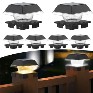 Led Solar Pfostenkappe Warmweiß/Kaltweiß for 9x9 10x10 11x11 12x12 13x13 14x14, Solarlampe Außen Solar Zaunpfosten Led Pfosten Lampe IP65 Wasserdicht für Pfosten, Plattform, Zaun Beleuchtung(6 Stück)