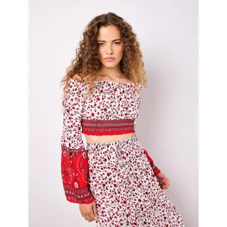 Crop-Top APRICOT "Sarasa Floral Top", Damen, Gr. XL (42), weiß, Obermaterial: 100% Viskose CV., geblümt, Tops Crop-Top, mit Flügelärmeln