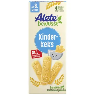Alete bewusst Kinderkeks, ab dem 8. Monat, Butterkeks aus Weizen für Kinder, handlich verpackte Kekse als kleiner Snack, perfekt für unterwegs & zwischendurch, 1 x 180 g